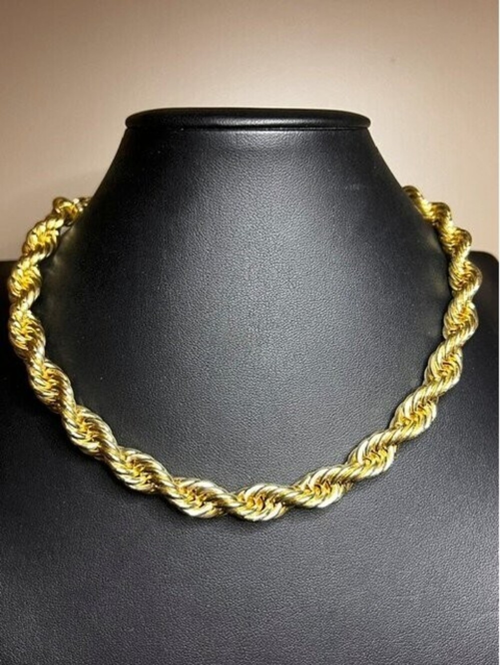 B6901 SUGARFIX Twisted Rope Chain Necklace  Gold Tone Chunky 15-19" 83g heavy